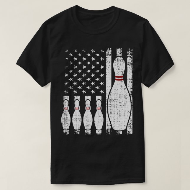 Bowling Us Flag Bowling Player T-Shirt (Design vorne)