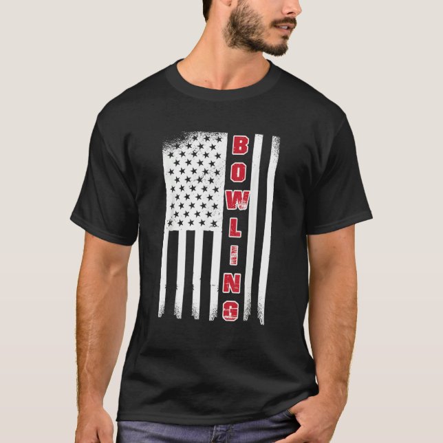 Bowling USA flag bowling team bowling ball T-Shirt (Vorderseite)