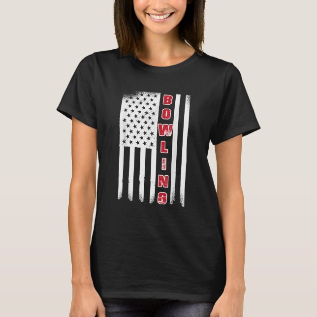 Bowling USA flag bowling team bowling ball T-Shirt (Vorderseite)