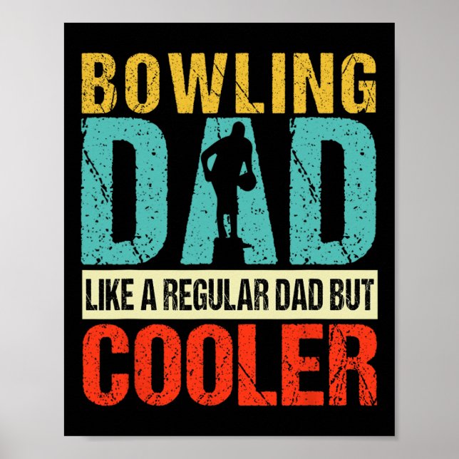 Bowling Vater Funny Bowlers Spare Bowling Button S Poster (Vorne)