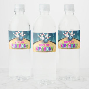 Bowling Water Bottle Label - Girl Wasserflaschenetikett