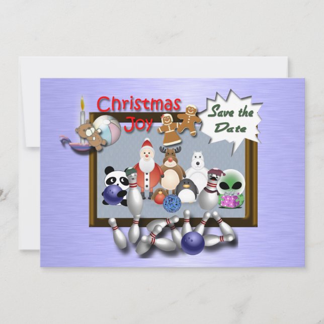 Bowling Weihnachts-Party Einladung (Vorderseite)