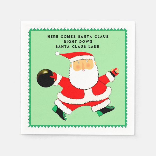 Bowling Weihnachtsfeiertag Serviette (Vorderseite)