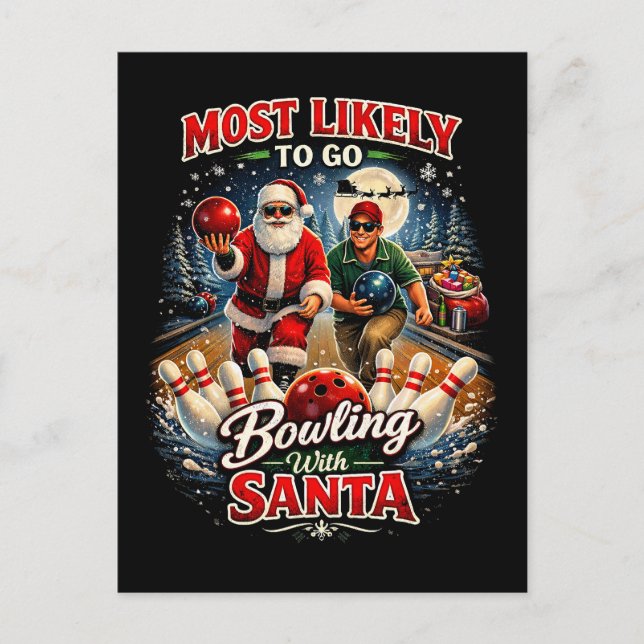 Bowling with Santa Postkarte (Vorderseite)