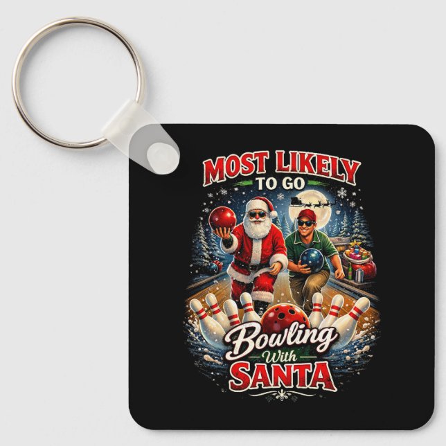 Bowling with Santa Schlüsselanhänger (Vorderseite)