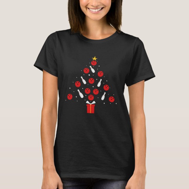 Bowling Xmas Tree  Holiday  Bowling  Christmas T-Shirt (Vorderseite)