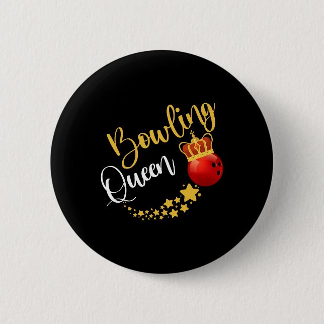 Bowlingbahn Kegel Bowling Königin Frauen Geschenk  Button (Vorderseite)
