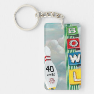 Bowlingbahn-Kunstwerk Schlüsselanhänger