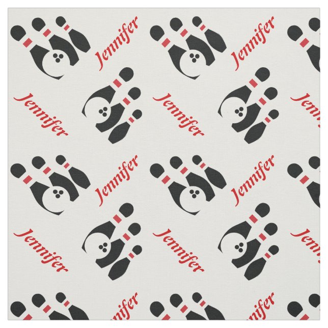 Bowlingball schwarz rote Buttone mit Namen persona Stoff (Muster)