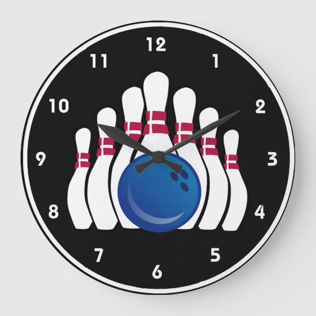 Bowlingball und Buttone Design-Wall-Uhr Große Wanduhr (Vorderseite)