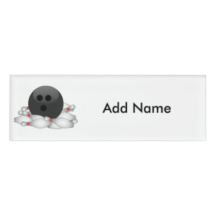 Bowlingball und Buttone Namenschild