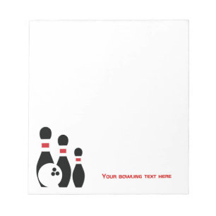 Bowlingball und Buttone Notizblock