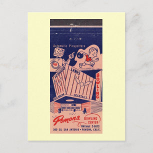 Bowlinghalle, Pomona, Kalifornien Vintage Postkarte