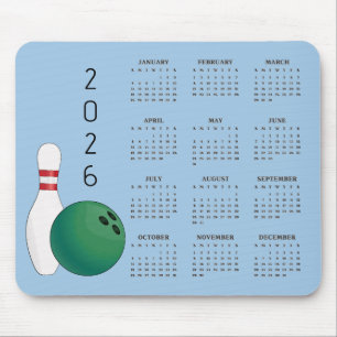 Bowlingkugel-Pin-Design 2025 Kalender-Mauspad Mousepad