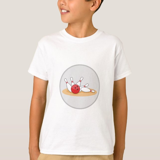 Bowlingkugel trifft Kegel T-Shirt (Vorderseite)