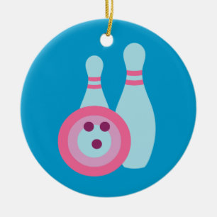 Bowlingkugel und Pins Keramikornament