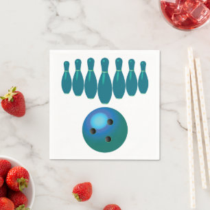 Bowlingkugel und Pins Spaß Sport Serviette