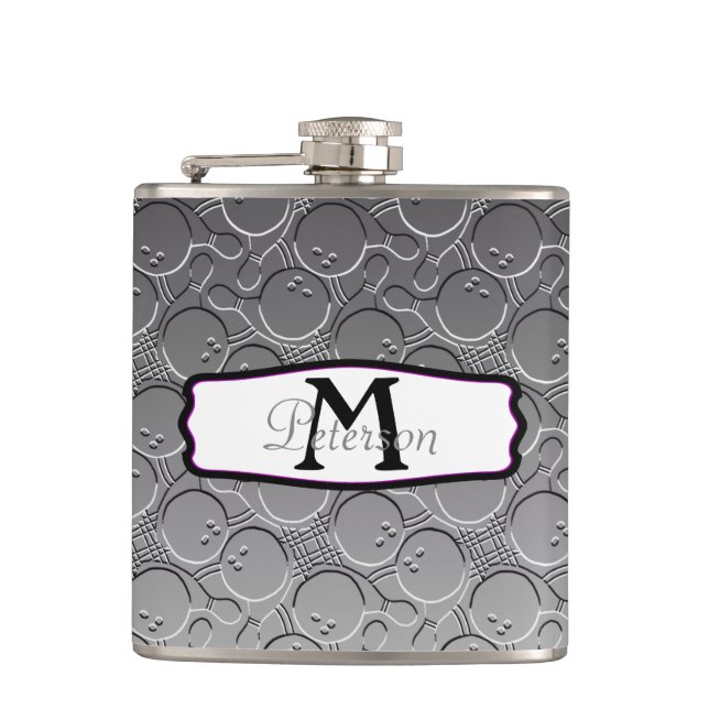 Bowlings-Ball Chrom Blick-Muster Personalizable Flachmann (Vorderseite)