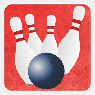 Bowlings-Ball und Button-Aufkleber Quadratischer Aufkleber