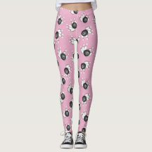 Bowlings-Ball und Button-Muster-Rosa-Leggings