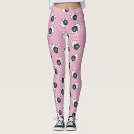 Bowlings-Ball und Button-Muster-Rosa-Leggings Leggings