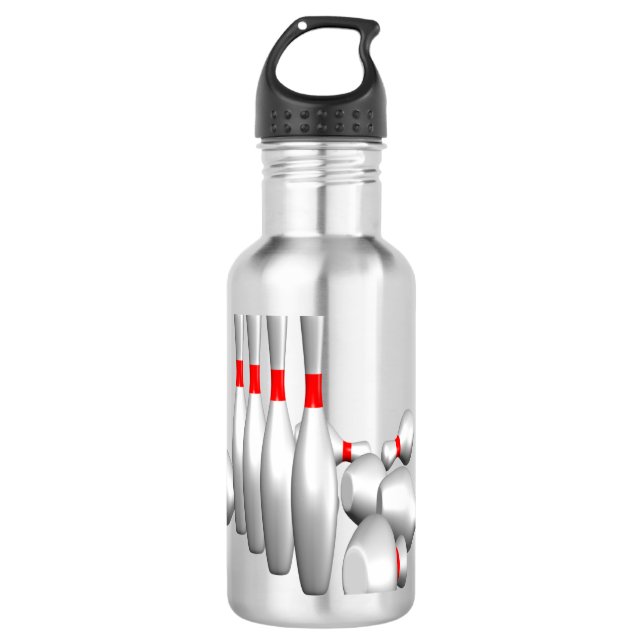 Bowlings-Buttone Trinkflasche (Vorderseite)