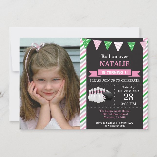 Bowlings-Geburtstags-Einladungs-1. Einladung (Vorderseite)