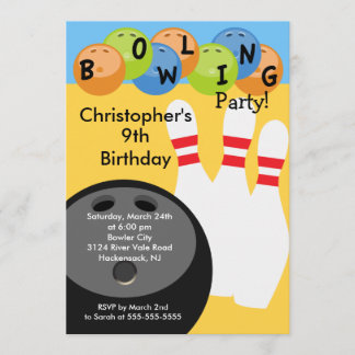 Bowlings-Geburtstags-Party Einladung Retro