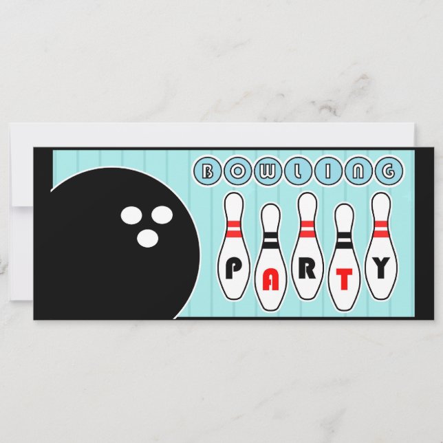 Bowlings-Party-Button-Vintage Einladung (Vorderseite)
