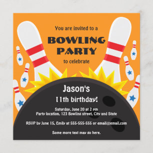 Bowlings-Party Einladung mit Bowlingsball
