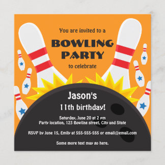 Bowlings-Party Einladung mit Bowlingsball
