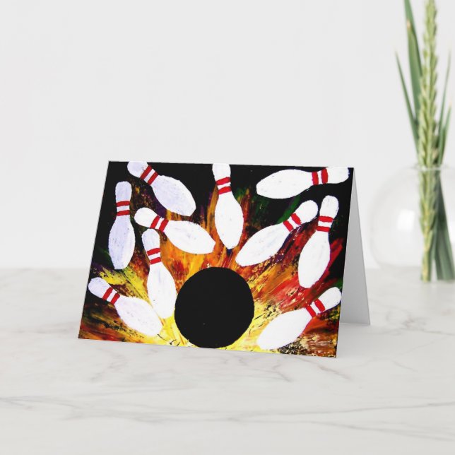 BOWLINGS-SCHÜSSEL-STREIK-ART Gruß-Karte durch Teo Karte (Vorderseite)