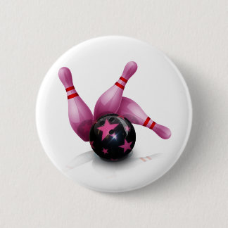 Bowlings-Team - Ball und Stifte Button