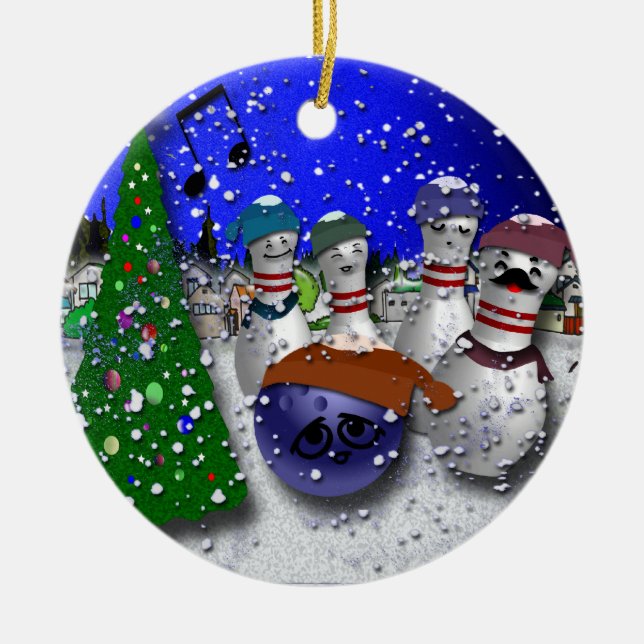 Bowlings-Weihnachten Carol Keramikornament (Vorne)