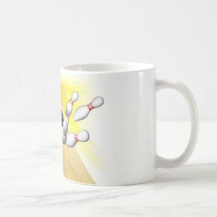 Bowlingsball, der Buttone schlägt Tasse