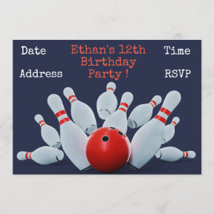 Bowlingsjugendjungen-Geburtstags-Party Einladung