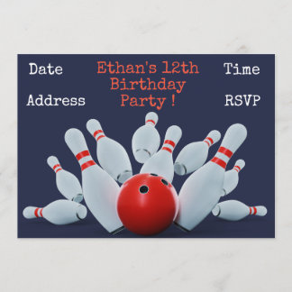Bowlingsjugendjungen-Geburtstags-Party Einladung