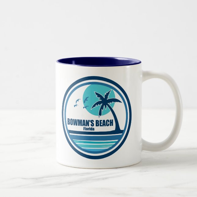Bowman's Beach Florida Palm Tree Birds Zweifarbige Tasse (Rechts)