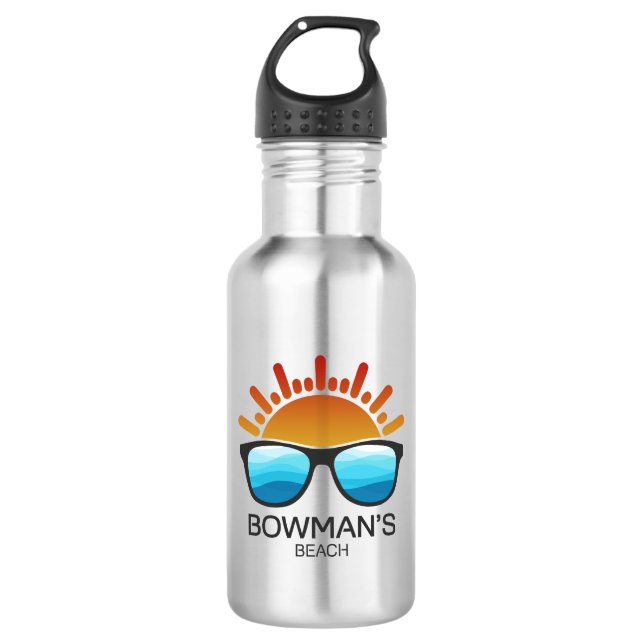 Bowman's Beach Florida Sonnenbrille Edelstahlflasche (Vorderseite)