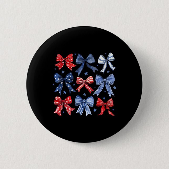 Bows 4. Juli Patriotische Bows Frauen Mädchen Kind Button (Vorderseite)