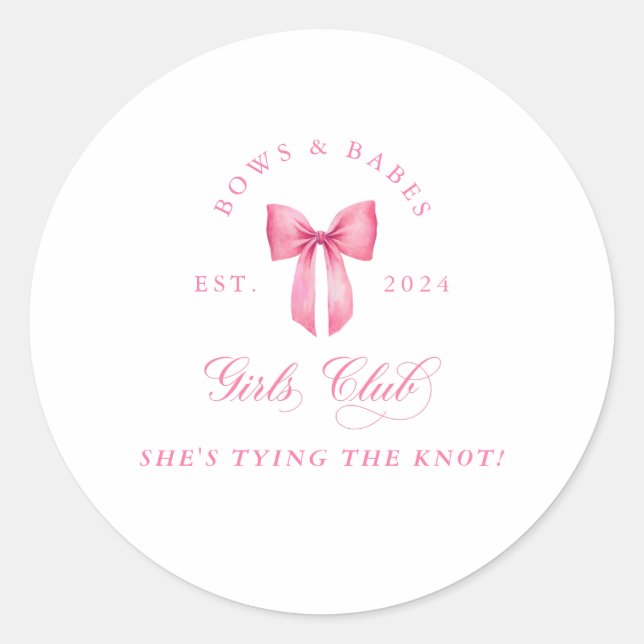 Bows and Babes Girls Club Runder Aufkleber (Vorderseite)