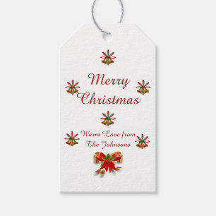 Bows and Bells Frohe Weihnachtsgeschenke Tag Geschenkanhänger