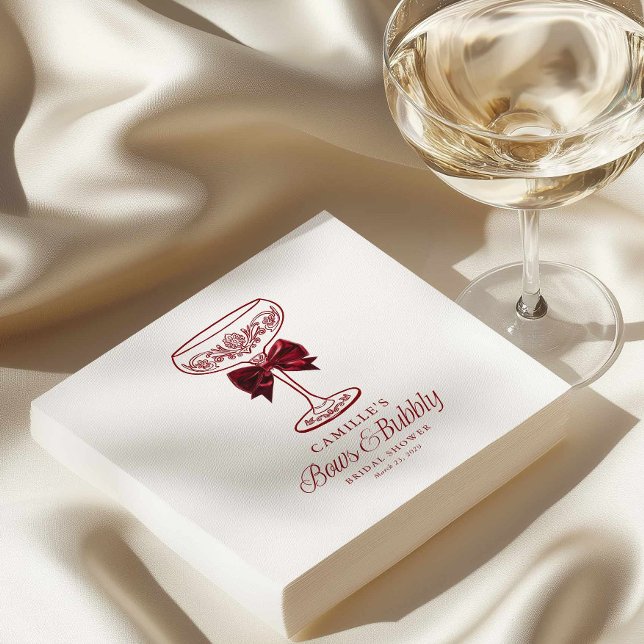 Bows and Bubbly Bridal Shower Napkins Serviette (Elegant Bows and Bubbly Bridal  Shower)