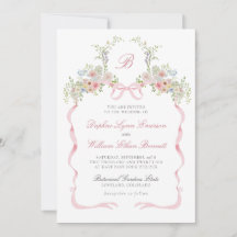 Bows and Wildflowers Wedding Invitation
