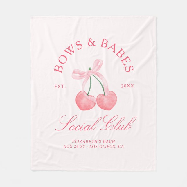 Bows & Babes Coquette Kirschen Junggesellinnenabsc Fleecedecke (Vorderseite)