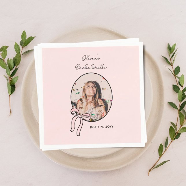 Bows & Babes Pink Bow Coquette Junggeselinnen-Absc Serviette (Bows & Babes Pink Bow Coquette Bachelorette Party Napkins
)