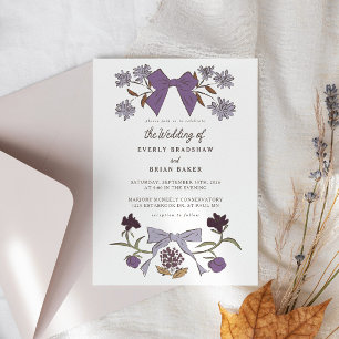 Bows & Blossoms Lilac Coquette Wedding Einladung