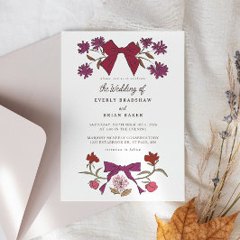 Bows & Blossoms Magneta Coquette Wedding Einladung