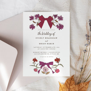 Bows & Blossoms Magneta Coquette Wedding Einladung