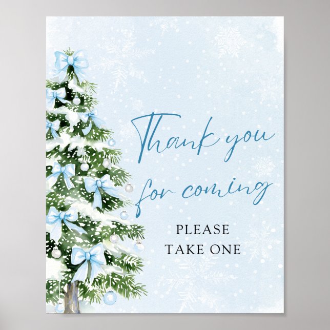 Bows Christmas Baby Shower Thank You For Coming  Poster (Vorne)